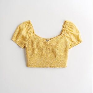 Hollister Smocked Puff-Sleeve Crop Top